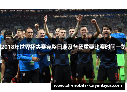 2018年世界杯决赛完整日期及各场重要比赛时间一览