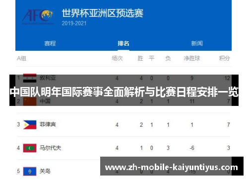 中国队明年国际赛事全面解析与比赛日程安排一览